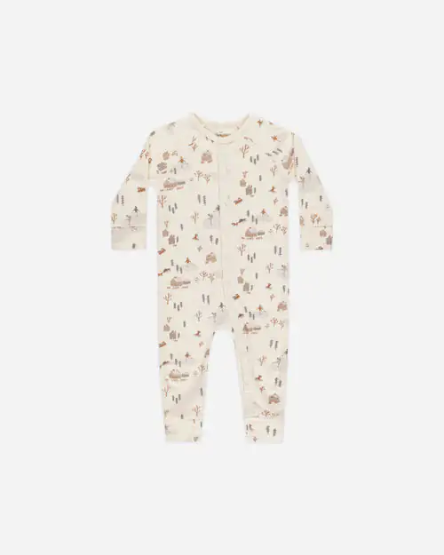 Organic Long John Pajamas in Winter Town from Rylee + Cru