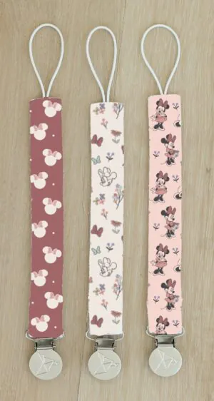 Copper Pearl Minnie Mouse Binky Clip Set 3-Pack