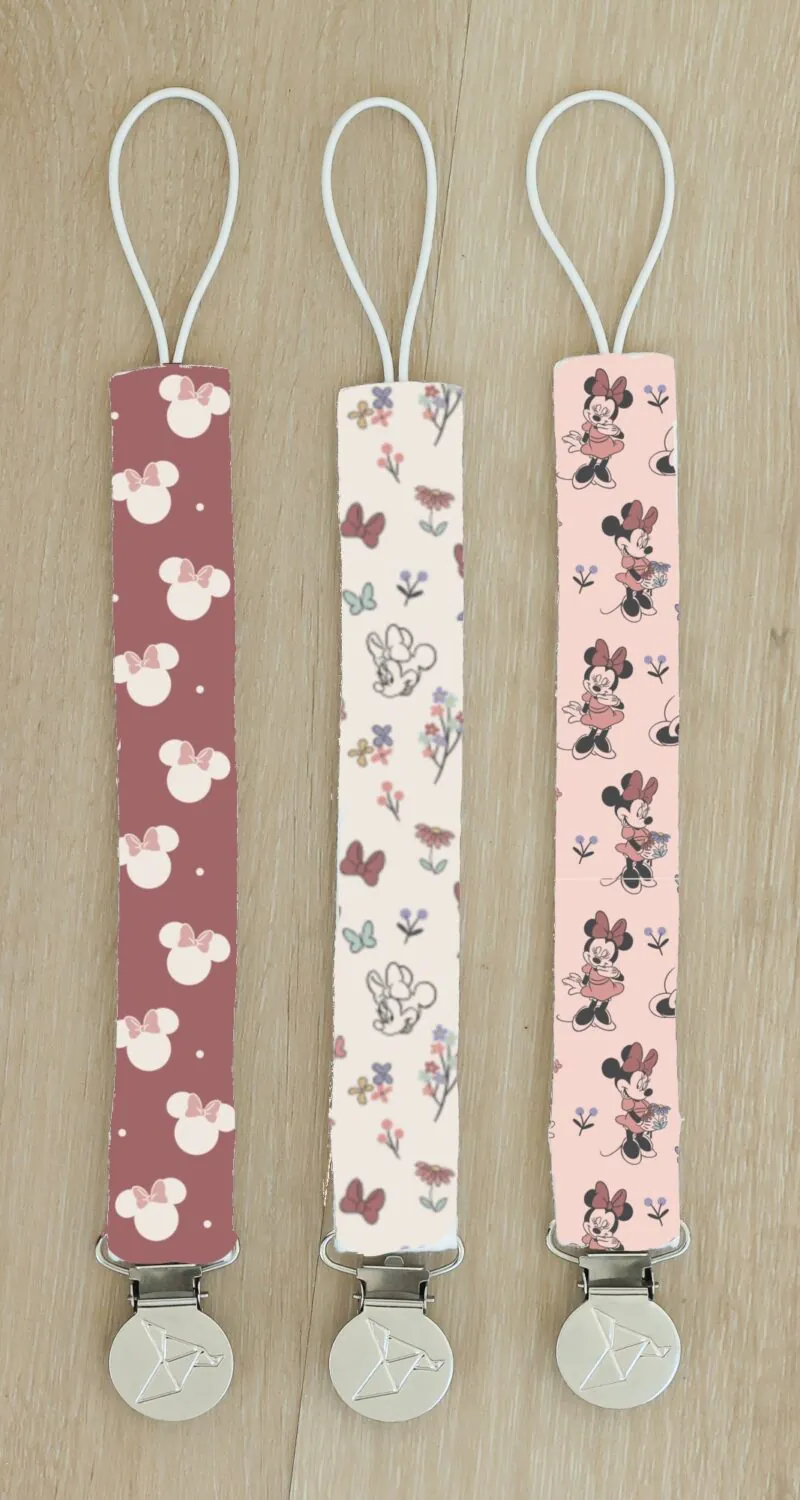 Copper Pearl Minnie Mouse Binky Clip Set 3-Pack